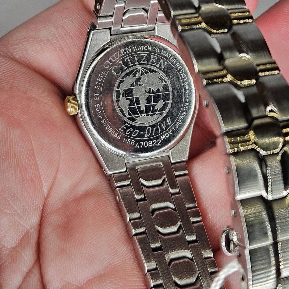Citizen Eco-Drive E010-S008654 Diamond Bezel Gold & Silver Tone Wristwatch Watch - Picture 12 of 12